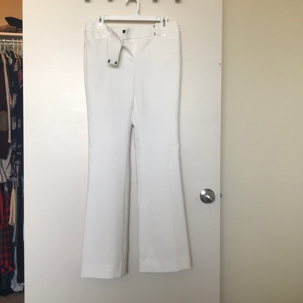 White flare leg slacks
